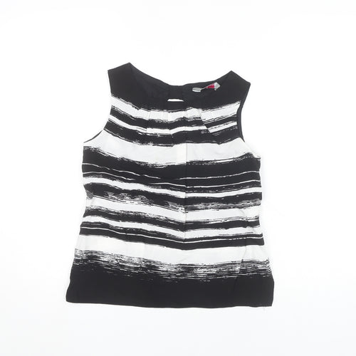 Dorothy Perkins Women’s Black White Striped Bow Neck Sleeveless Blouse Size 6