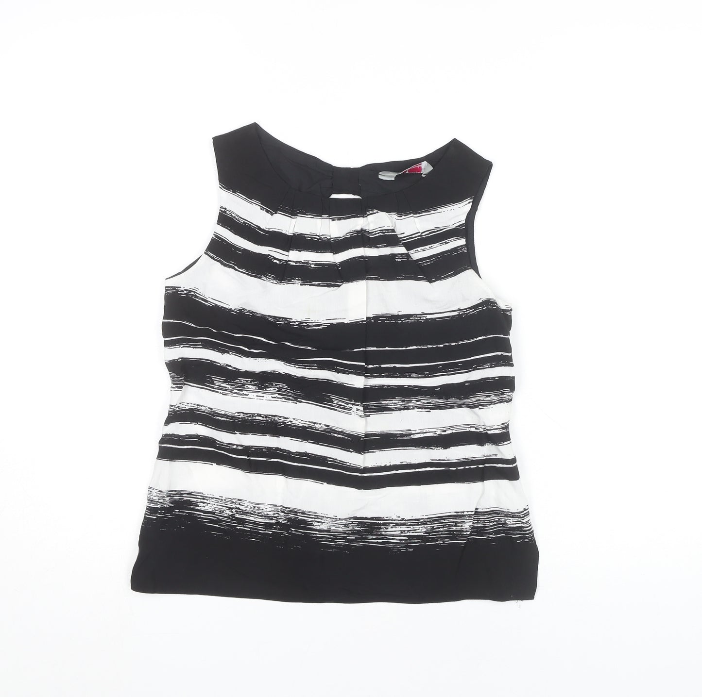 Dorothy Perkins Women’s Black White Striped Bow Neck Sleeveless Blouse Size 6