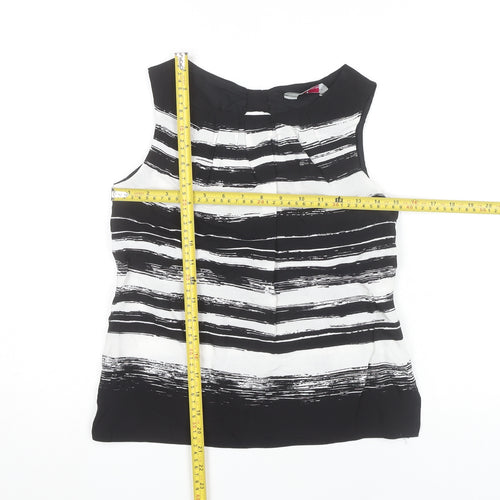 Dorothy Perkins Women’s Black White Striped Bow Neck Sleeveless Blouse Size 6