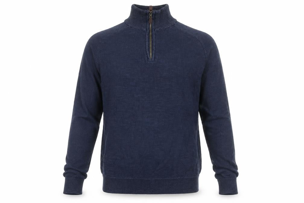 Mountain Warehouse Men’s Blue Cotton 1/4 Zip High Neck Jumper L