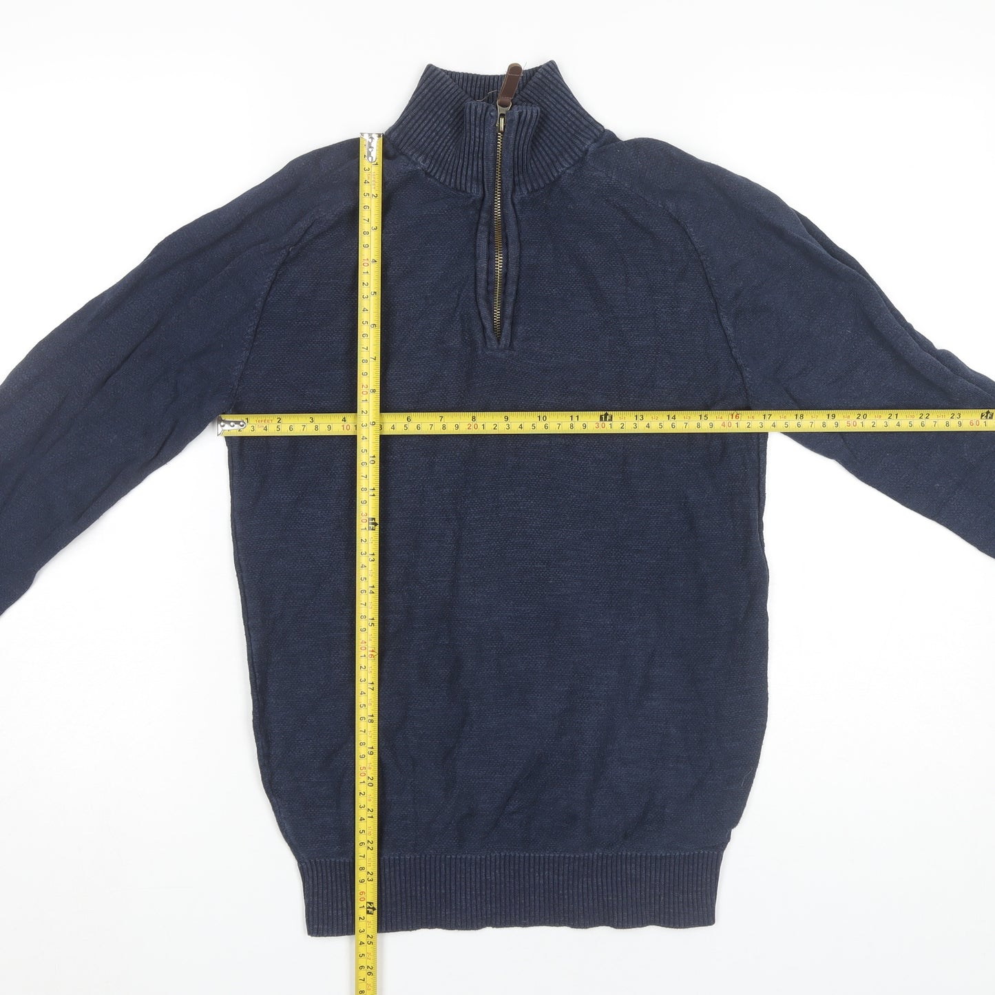 Mountain Warehouse Men’s Blue Cotton 1/4 Zip High Neck Jumper L