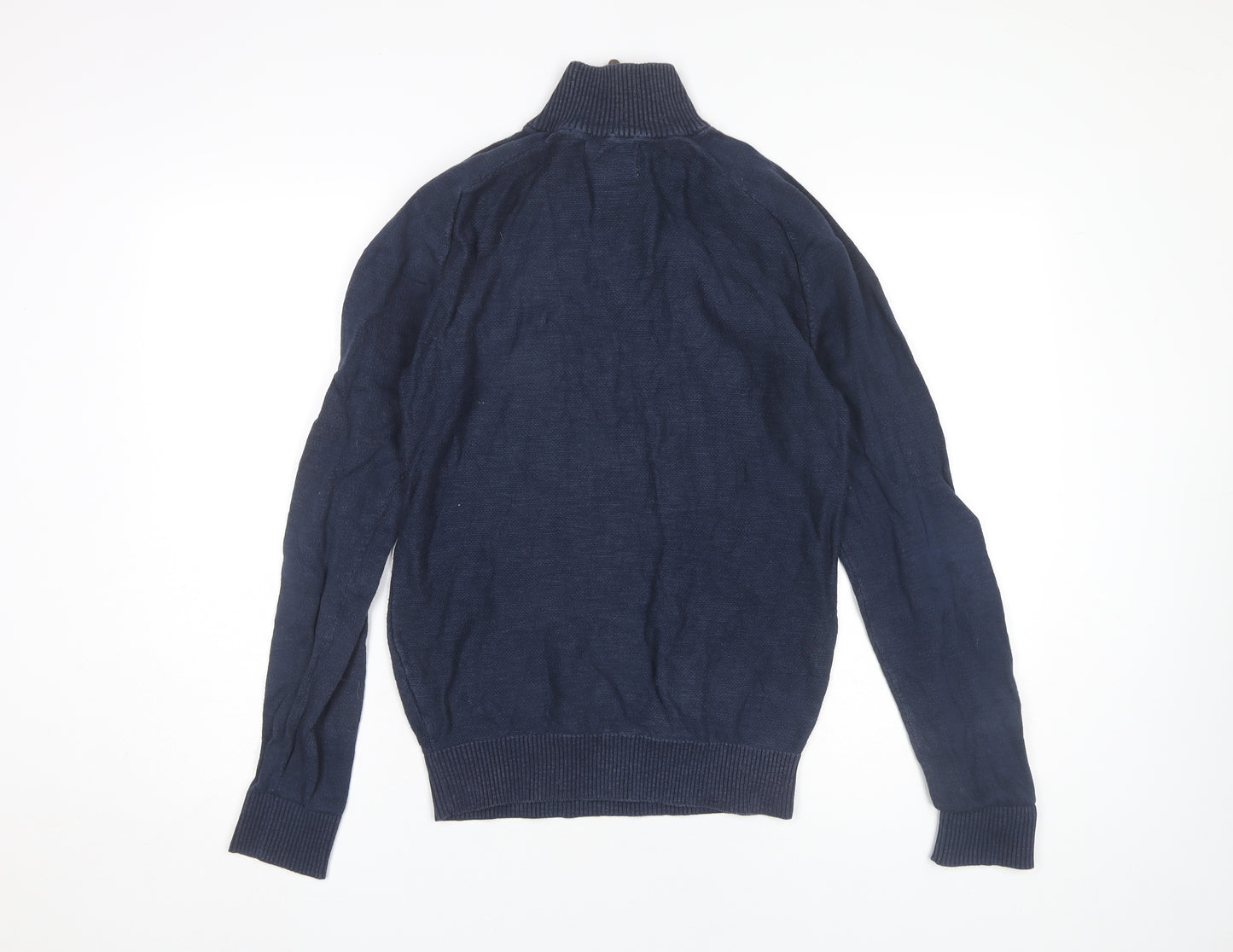 Mountain Warehouse Men’s Blue Cotton 1/4 Zip High Neck Jumper L