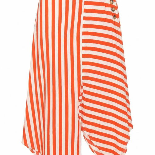 Topshop Women’s Orange Striped Asymmetric Midi Skirt UK 6 Petite Viscose
