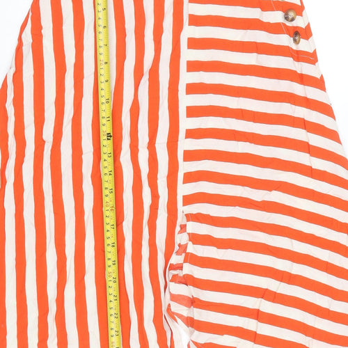 Topshop Women’s Orange Striped Asymmetric Midi Skirt UK 6 Petite Viscose