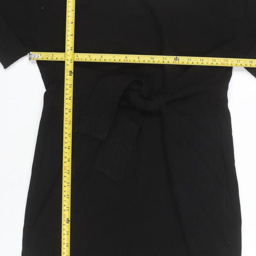 Finery Women's Black Size 6 Sheath Knee Length Belted Dress