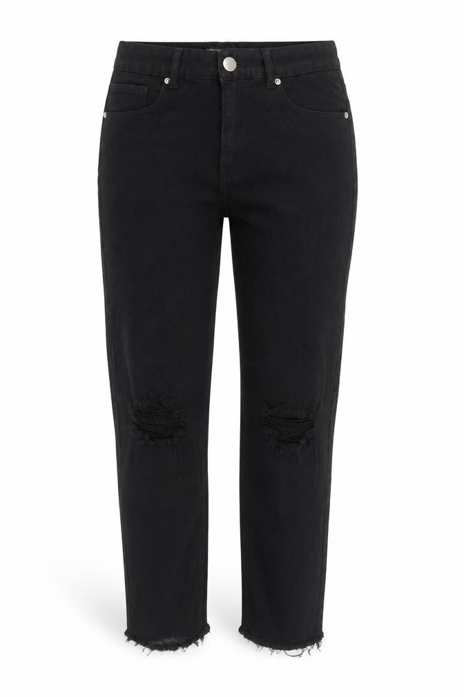 I Saw It First Women’s Black Size 12 Straight Distressed Jeans