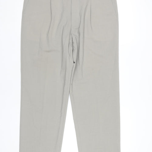 Marks and Spencer Men’s Grey 36x33 Pleated Wool Blend Dress Trousers
