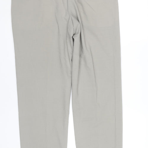 Marks and Spencer Men’s Grey 36x33 Pleated Wool Blend Dress Trousers