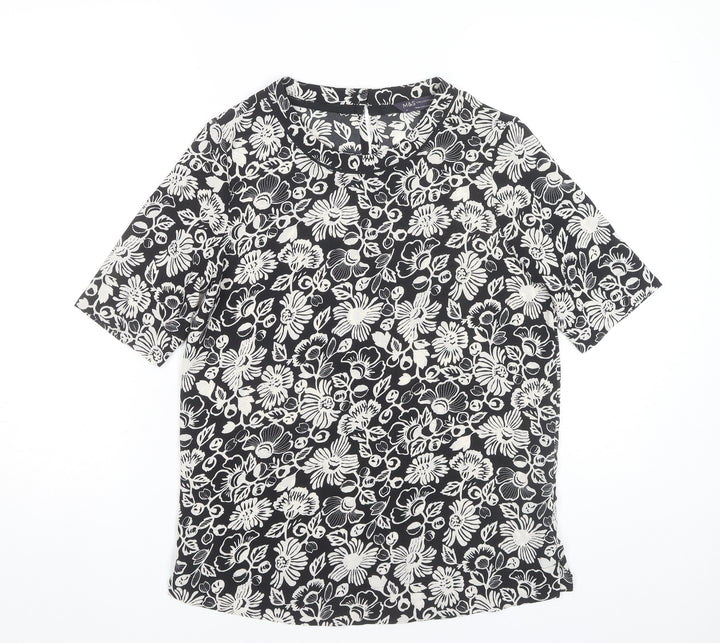 Marks and Spencer Women's Black Floral Jersey T-Shirt Size 6