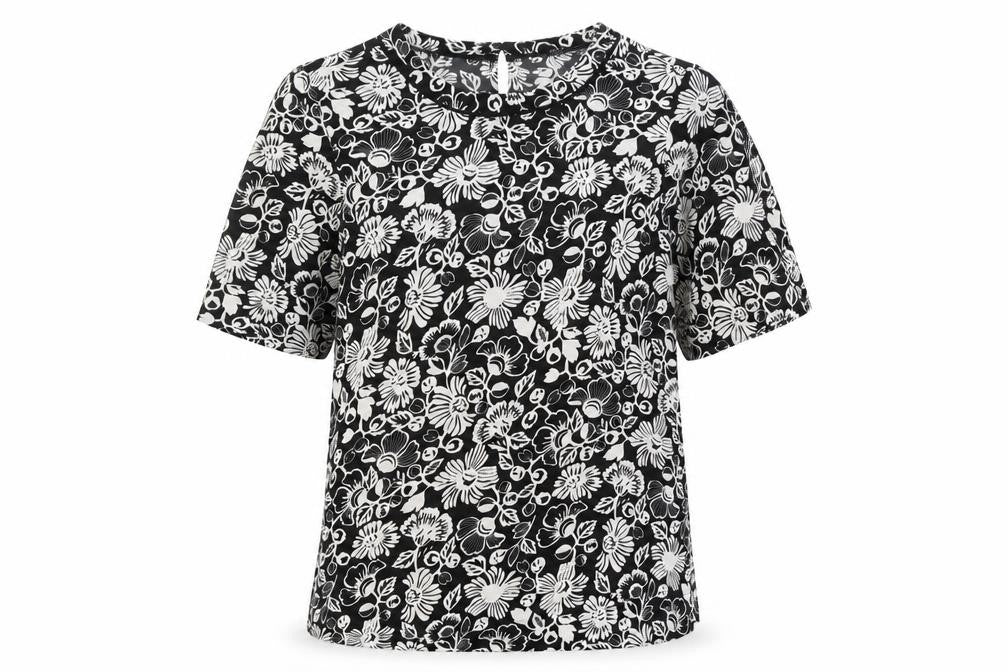 Marks and Spencer Women's Black Floral Jersey T-Shirt Size 6