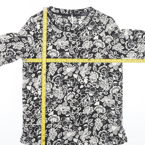 Marks and Spencer Women's Black Floral Jersey T-Shirt Size 6