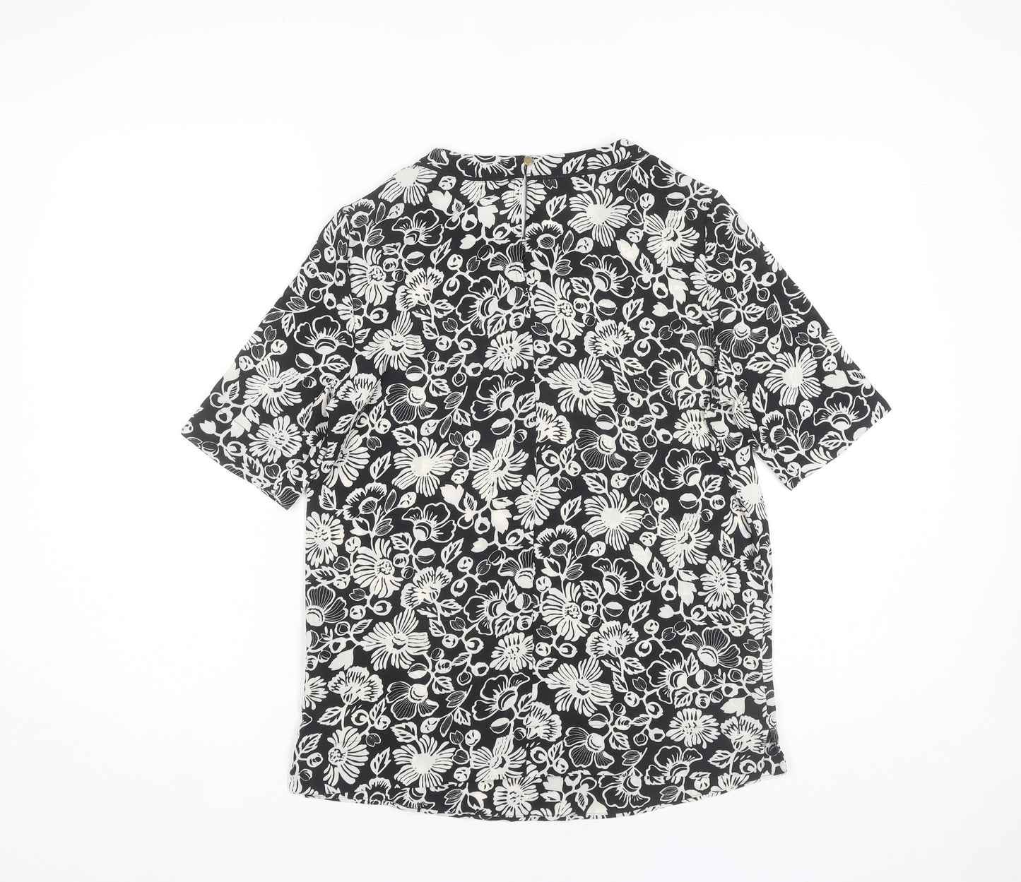 Marks and Spencer Women's Black Floral Jersey T-Shirt Size 6