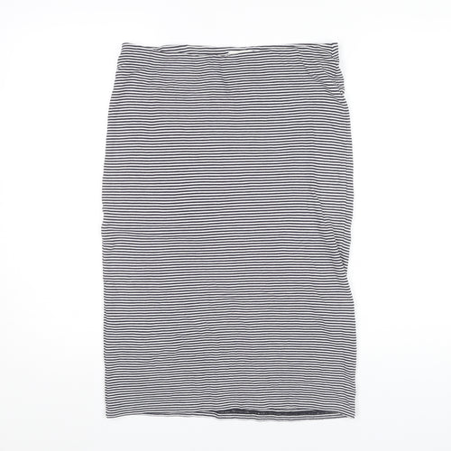 Whistles Women’s Black Striped Knee Length Cotton Pencil Skirt Size 16
