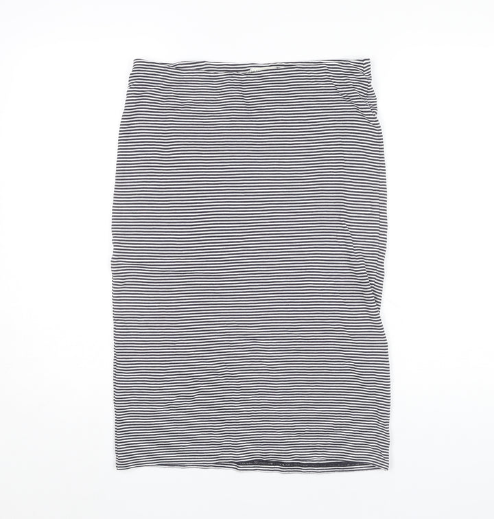 Whistles Women’s Black Striped Knee Length Cotton Pencil Skirt Size 16