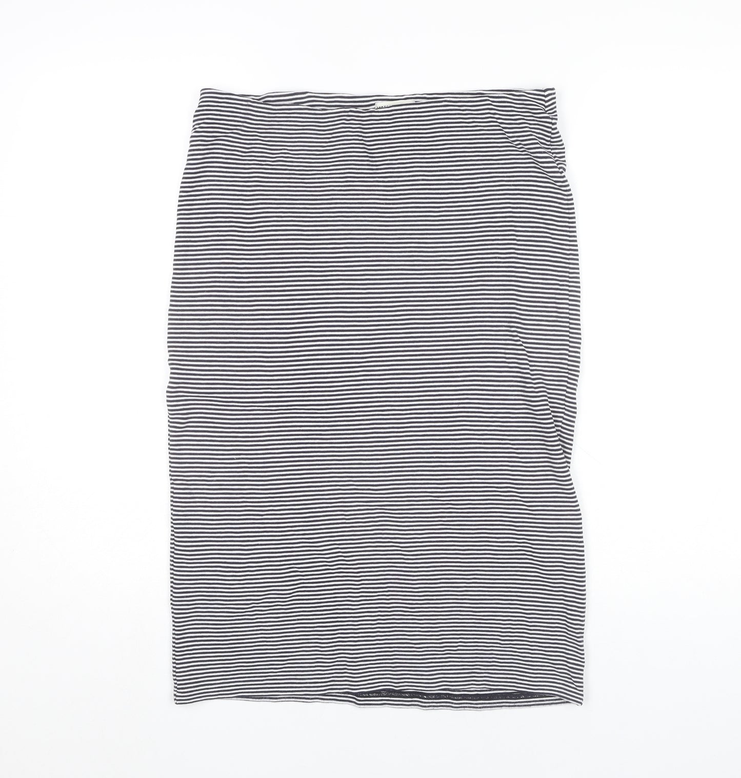 Whistles Women’s Black Striped Knee Length Cotton Pencil Skirt Size 16