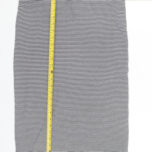Whistles Women’s Black Striped Knee Length Cotton Pencil Skirt Size 16