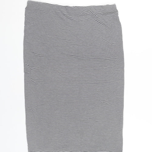 Whistles Women’s Black Striped Knee Length Cotton Pencil Skirt Size 16