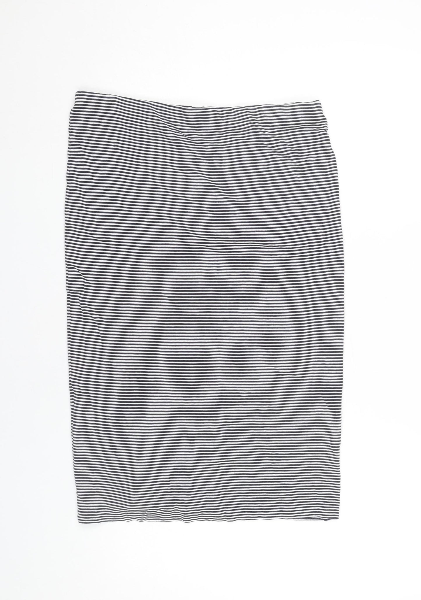Whistles Women’s Black Striped Knee Length Cotton Pencil Skirt Size 16