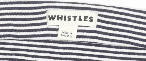 Whistles Women’s Black Striped Knee Length Cotton Pencil Skirt Size 16