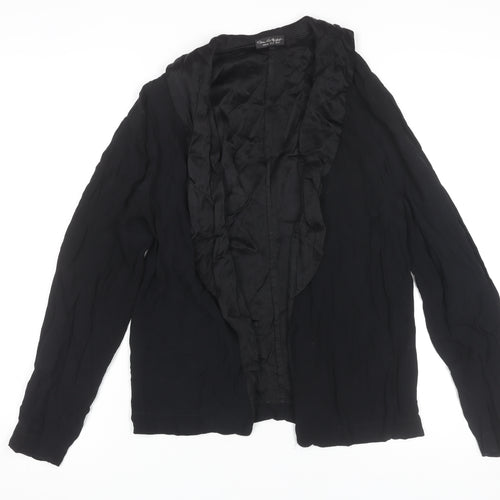 Oscar de la Renta Women’s Black Ruffle Jacket Size 8 Viscose Silk