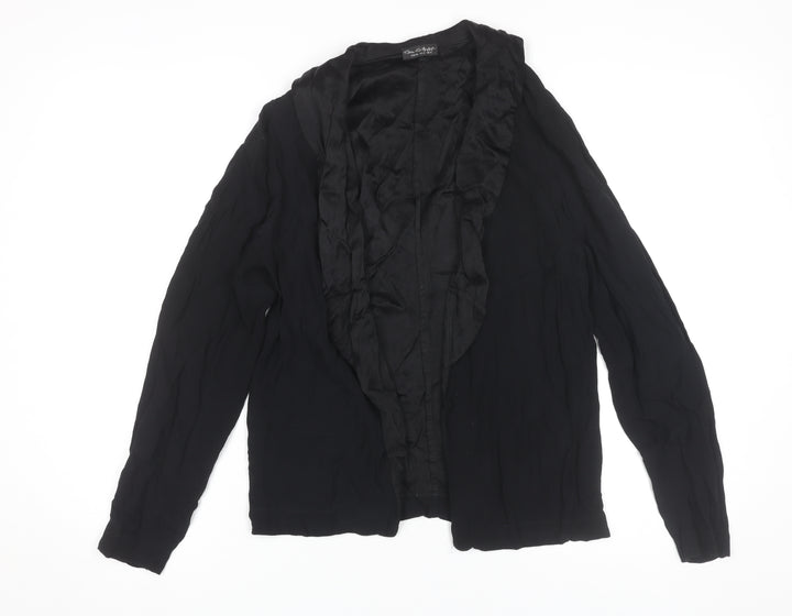 Oscar de la Renta Women’s Black Ruffle Jacket Size 8 Viscose Silk