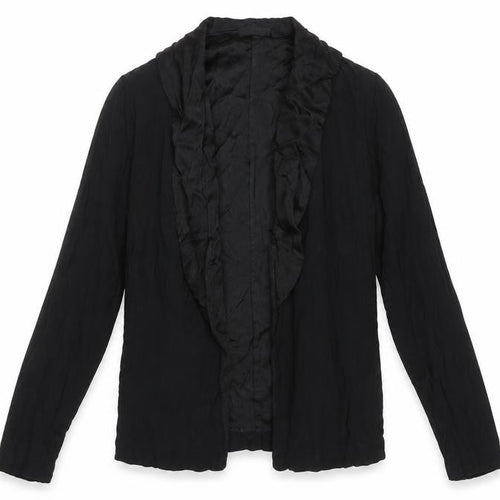 Oscar de la Renta Women’s Black Ruffle Jacket Size 8 Viscose Silk