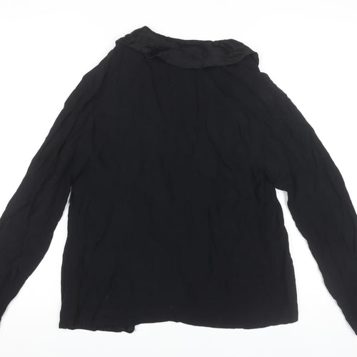 Oscar de la Renta Women’s Black Ruffle Jacket Size 8 Viscose Silk