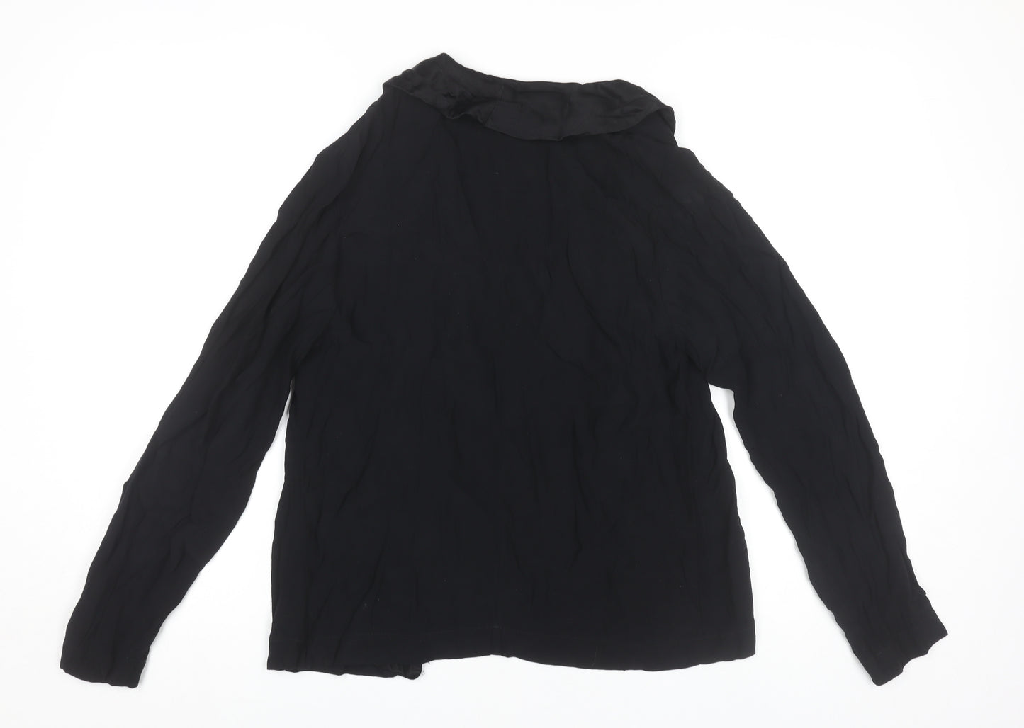 Oscar de la Renta Women’s Black Ruffle Jacket Size 8 Viscose Silk