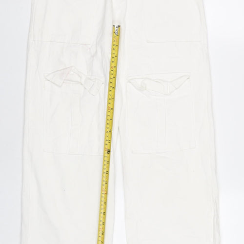 MISSYEMPIRE Womens White Size 6 Cargo Trousers 100% Cotton Straight Leg