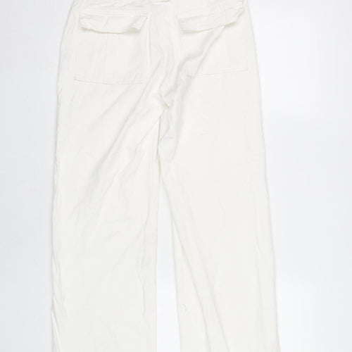 MISSYEMPIRE Womens White Size 6 Cargo Trousers 100% Cotton Straight Leg
