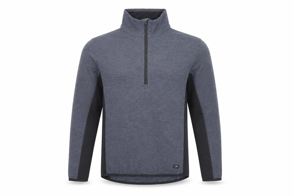 Front view of Trespass Men’s Blue 1/2 Zip Outdoor Sweatshirt M Regular Fit