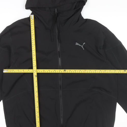 Puma Men's Black L Windbreaker Jacket Hooded Full Zip Lightweight Sports