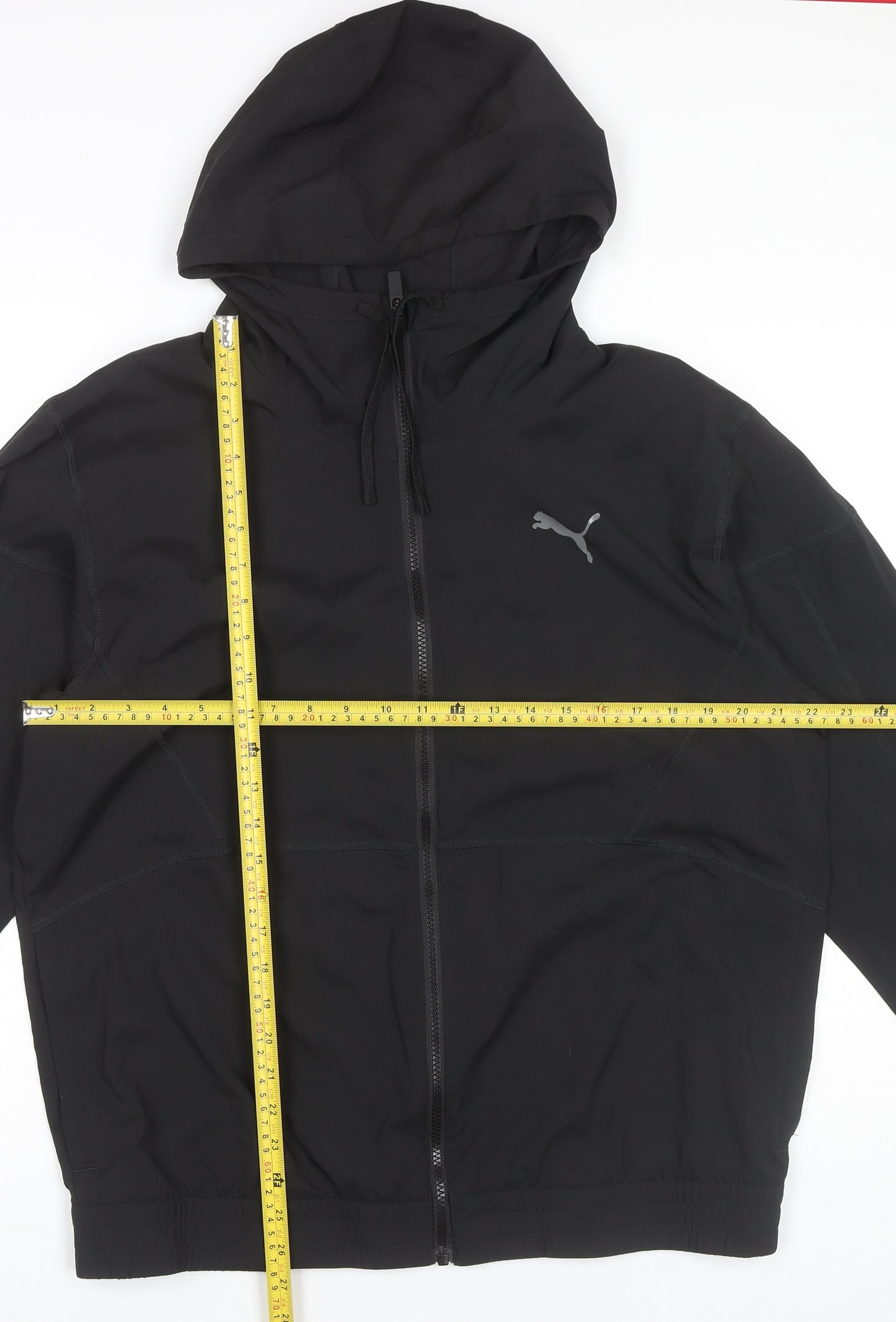 Puma Men's Black L Windbreaker Jacket Hooded Full Zip Lightweight Sports