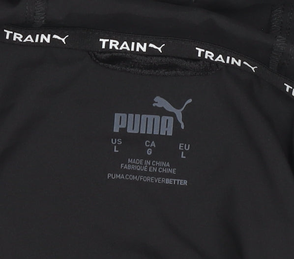 Puma Men's Black L Windbreaker Jacket Hooded Full Zip Lightweight Sports