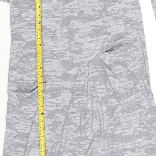 Sahara Women’s Grey Knit Knee Length Shift Dress Size S V-Neck Pockets