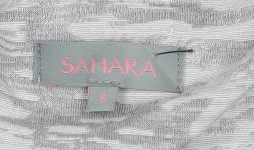 Sahara Women’s Grey Knit Knee Length Shift Dress Size S V-Neck Pockets