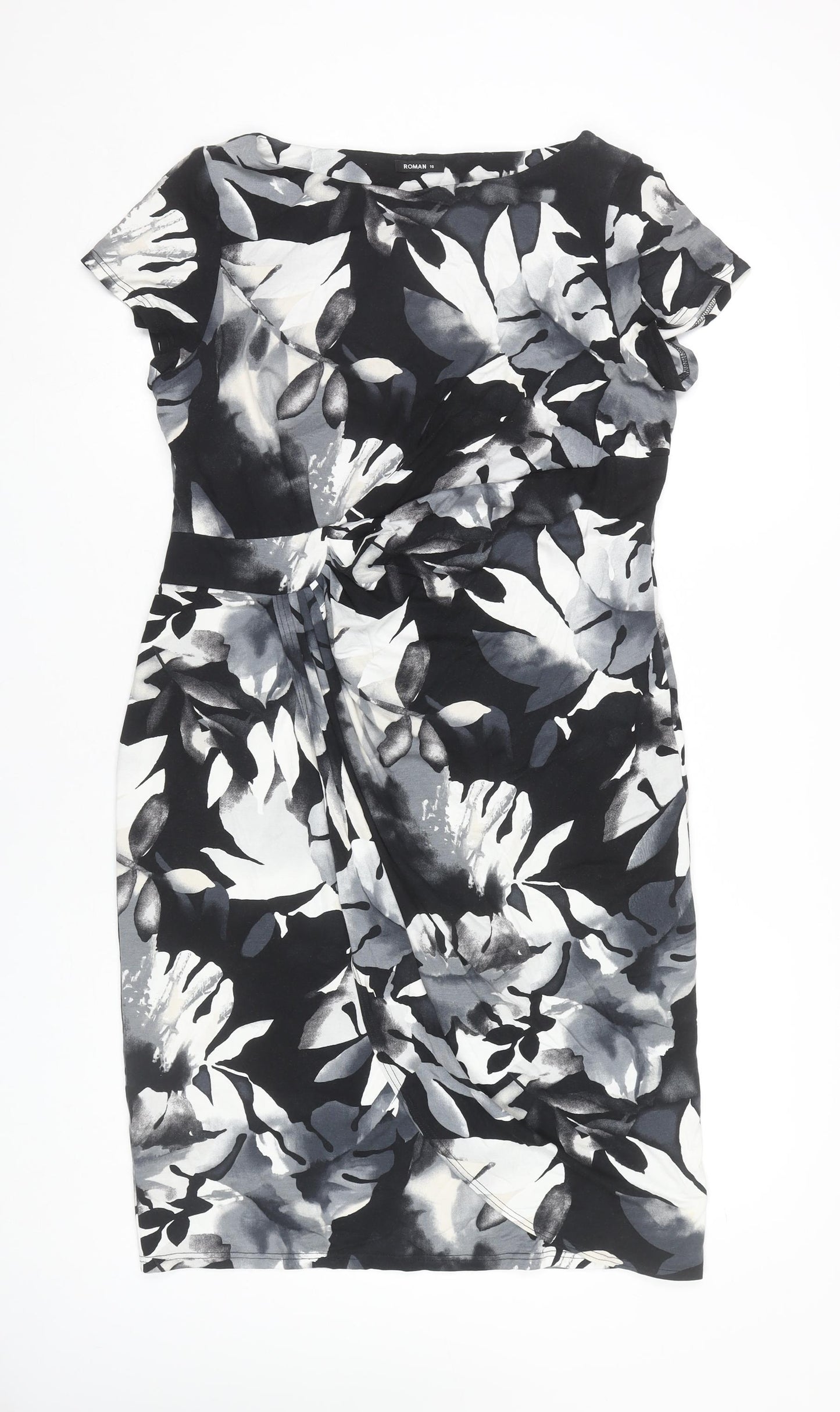 Roman Women’s Multicoloured Size 16 Sheath Dress Floral Ruched