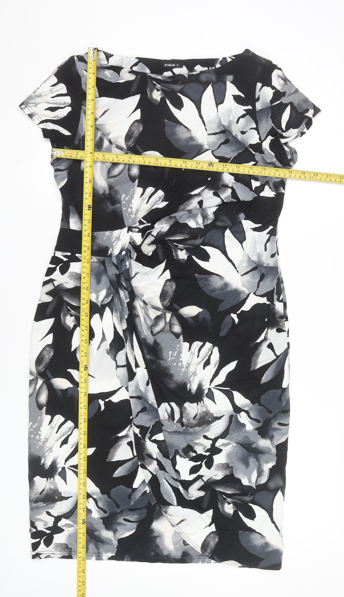 Roman Women’s Multicoloured Size 16 Sheath Dress Floral Ruched