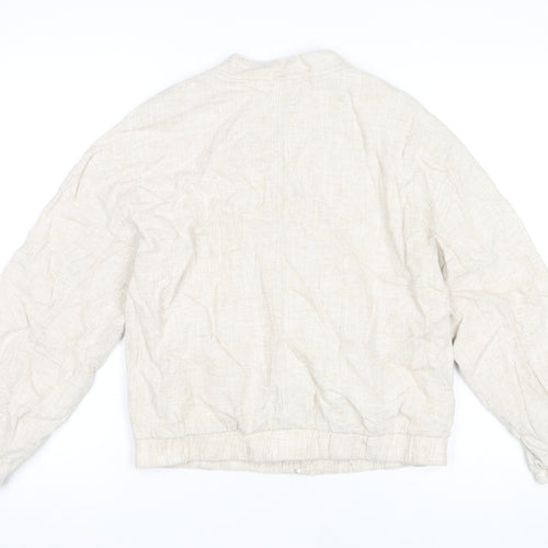 Marks and Spencer Women's Beige Linen Bomber Jacket Size S