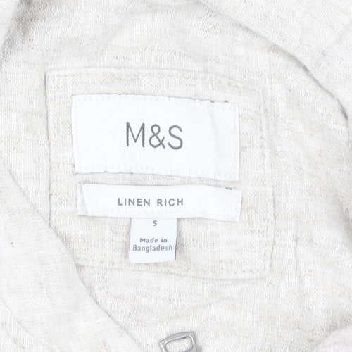 Marks and Spencer Women's Beige Linen Bomber Jacket Size S