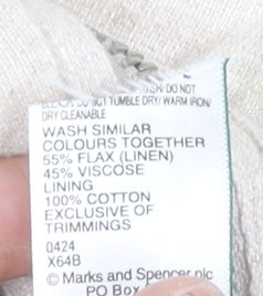 Marks and Spencer Women's Beige Linen Bomber Jacket Size S