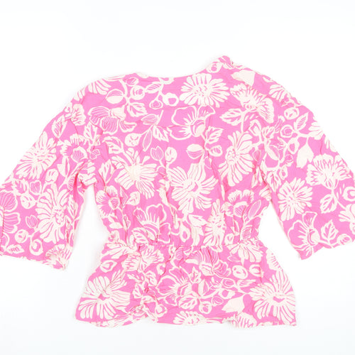 Marks and Spencer Womens Pink Floral Wrap Blouse Size 6