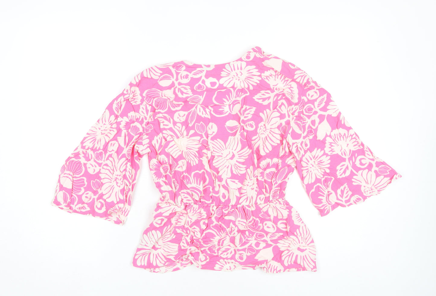 Marks and Spencer Womens Pink Floral Wrap Blouse Size 6
