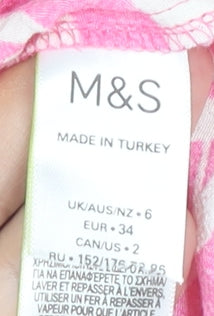 Marks and Spencer Womens Pink Floral Wrap Blouse Size 6