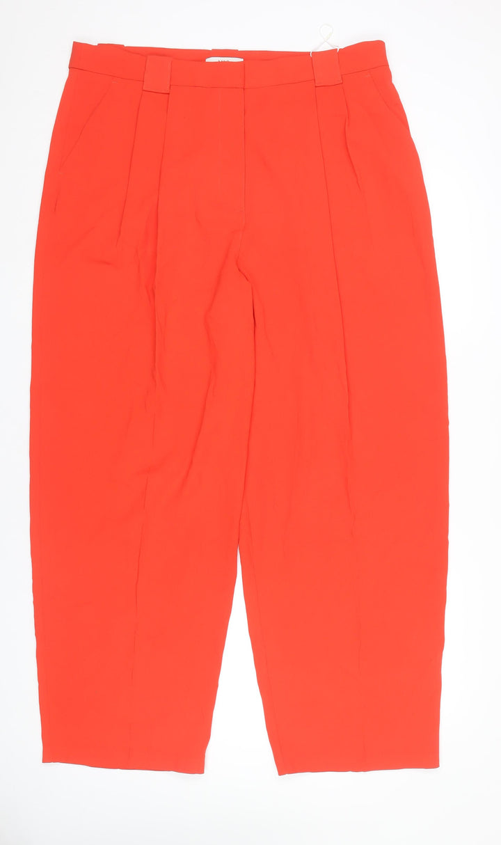 Marks and Spencer Women’s Red Pleated Straight Leg Trousers Size 20 Long