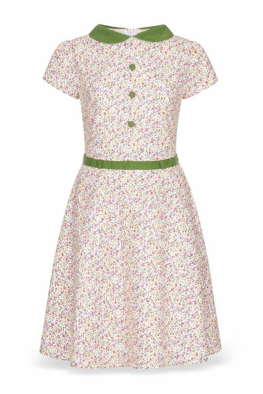 Front view of Smiffys girls’ multicoloured floral a-line dress 10-12y party summer