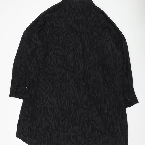 Monki Womens Black Tunic Button-Up Shirt Dress Size S Long Sleeve
