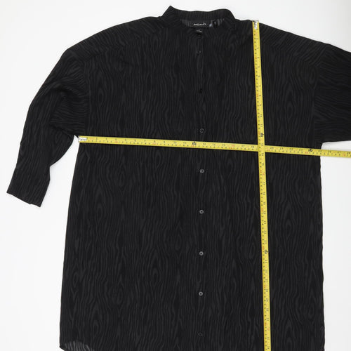 Monki Womens Black Tunic Button-Up Shirt Dress Size S Long Sleeve