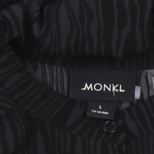 Monki Womens Black Tunic Button-Up Shirt Dress Size S Long Sleeve
