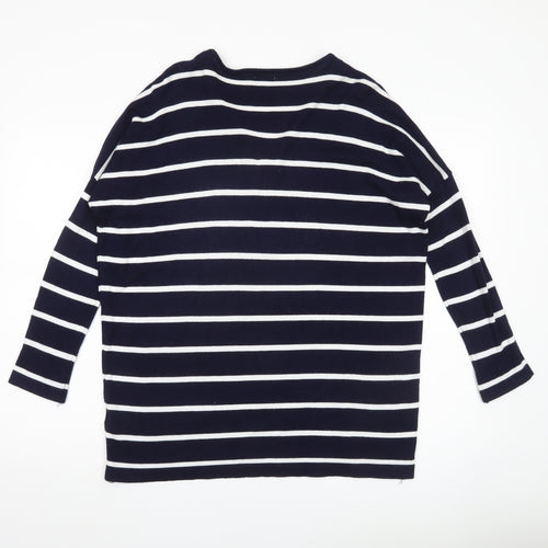 Blue Vanilla Womens Blue Striped Zip V-Neck Jumper Size S
